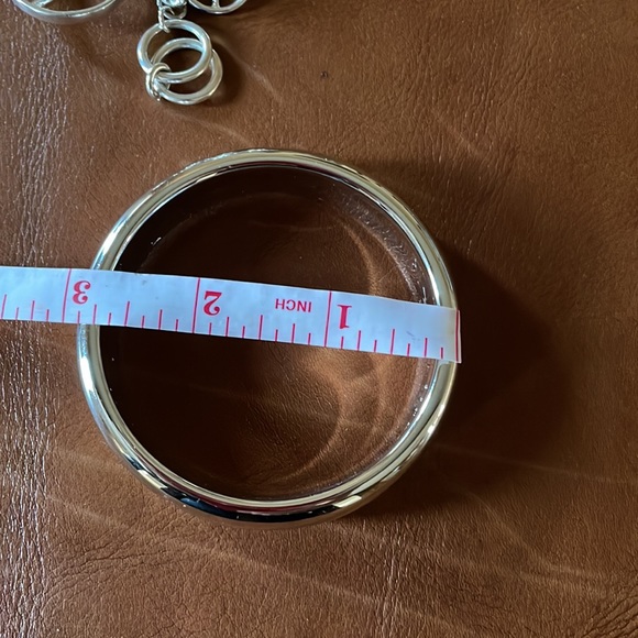 Silver tone Bangle and bracelet set PEACE ☮️ toggle adjustable bracelet. Retro - Picture 9 of 9